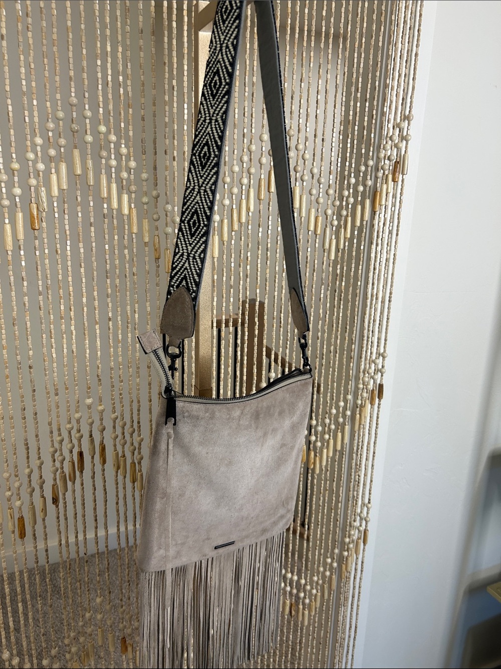 Rebecca Minkoff Taupe Fringe Suede Crossbody Bag - Picture 3 of 16